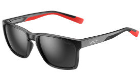 Bolle Reverence Sunglasses black frame with gray polarized lenses side view highlighting Thermogrip® inserts and temple tips