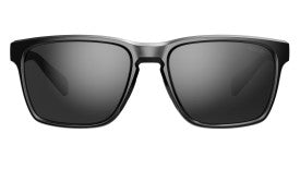 Bolle Reverence Sunglasses black frame with TNS gray lenses front view highlighting the sharp rectangular silhouette and assertive lines