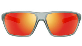 Bolle Terrus Sunglasses hunter green frame with sunrise polarized lenses front view showing bold styling and vibrant lens color