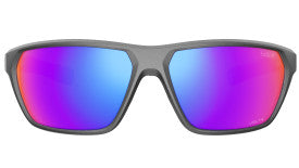 Bolle Terrus Sunglasses titanium matte frame with volt+ ultraviolet polarized lenses front view showcasing vibrant lens color and sleek design