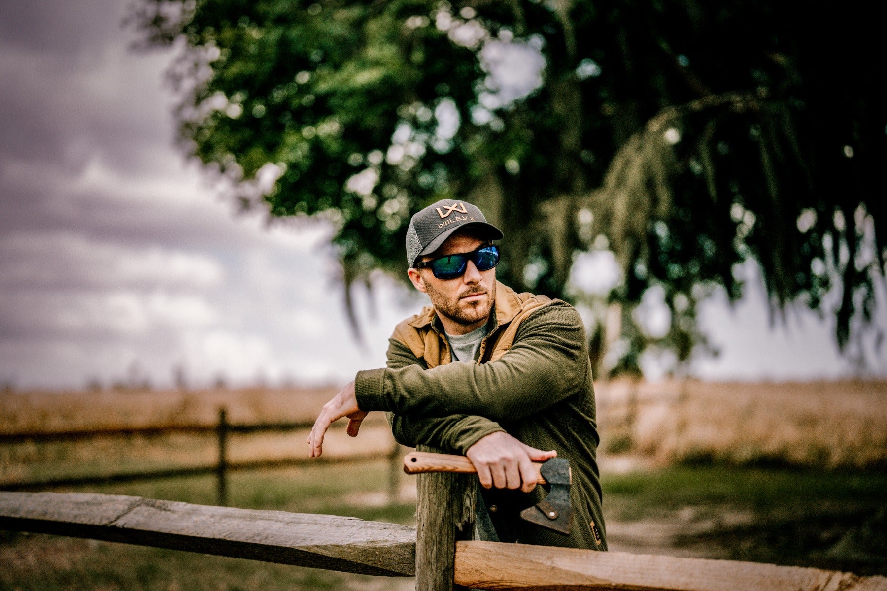 Person wearing Wiley-X Peak XL sunglasses