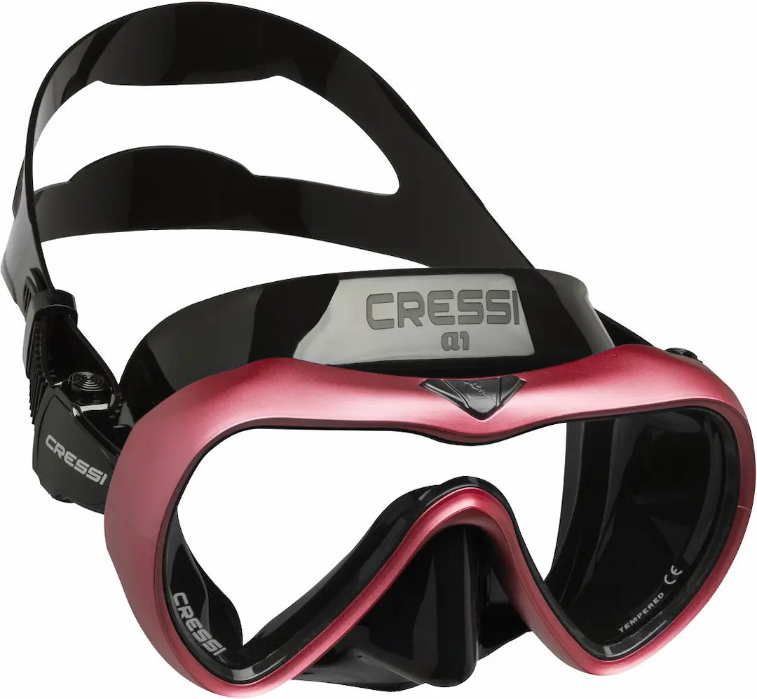 Cressi A1 scuba mask in black with pink