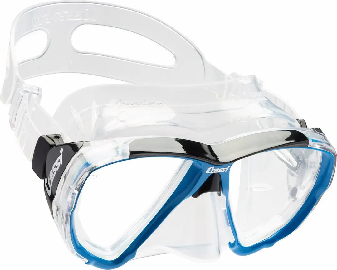 Cressi Big Eyes scuba mask in clear with blue