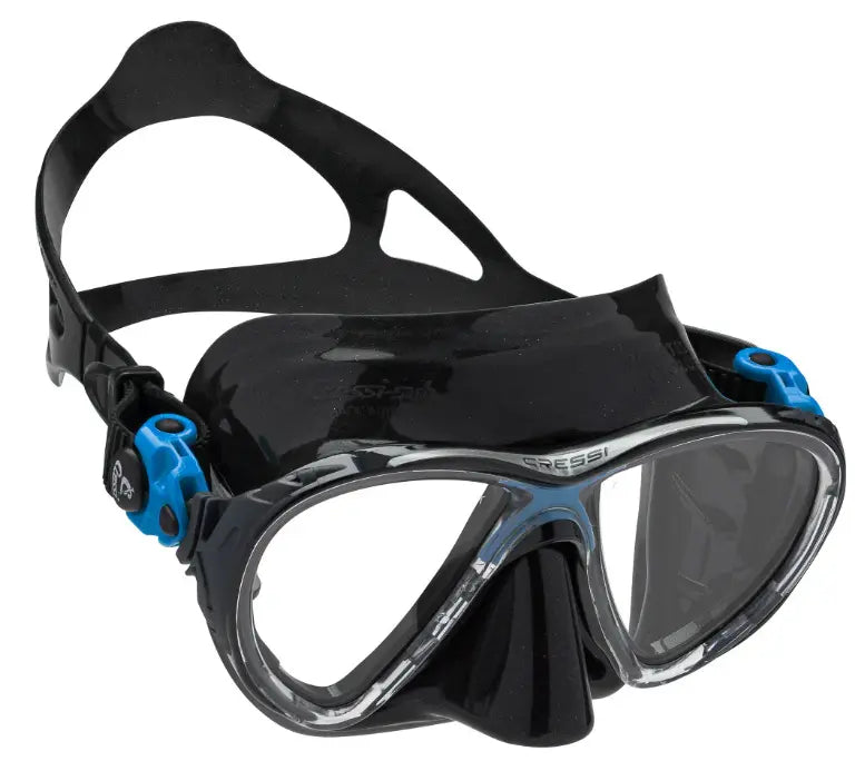 Cressi Big Eyes Evolution scuba mask in black with blue