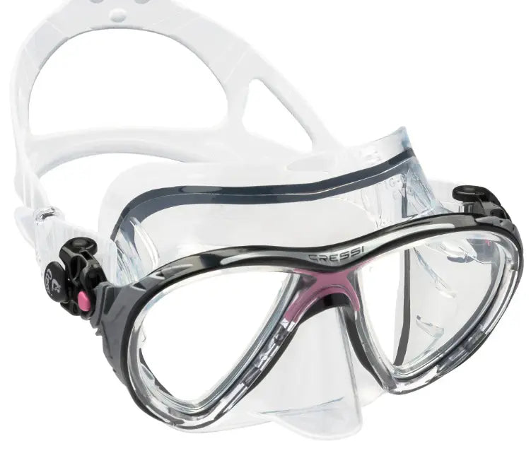 Cressi Big Eyes Evolution scuba mask in clear/pink