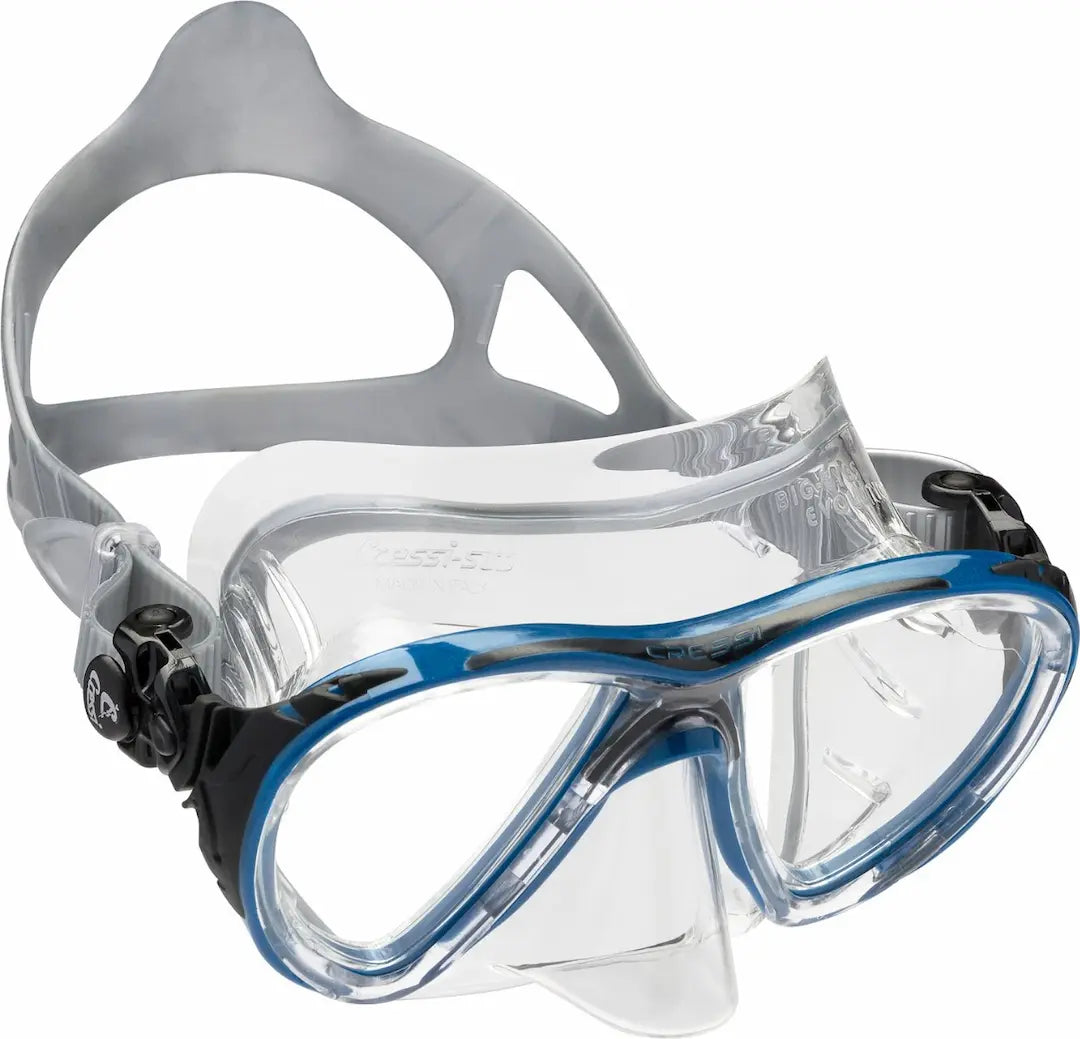 Cressi Big Eyes Evo Crystal scuba mask in black and blue