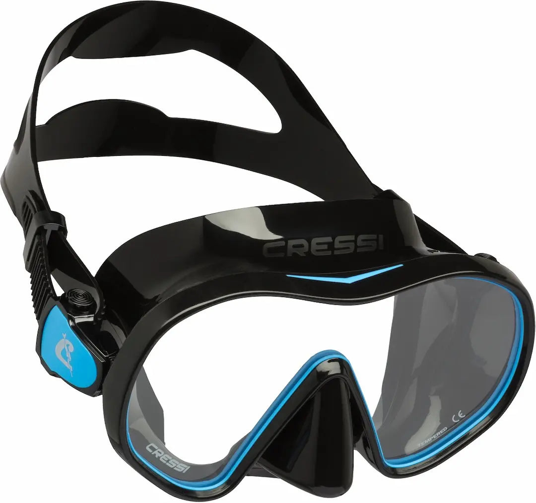 Cressi F-Dual scuba mask in black with blue