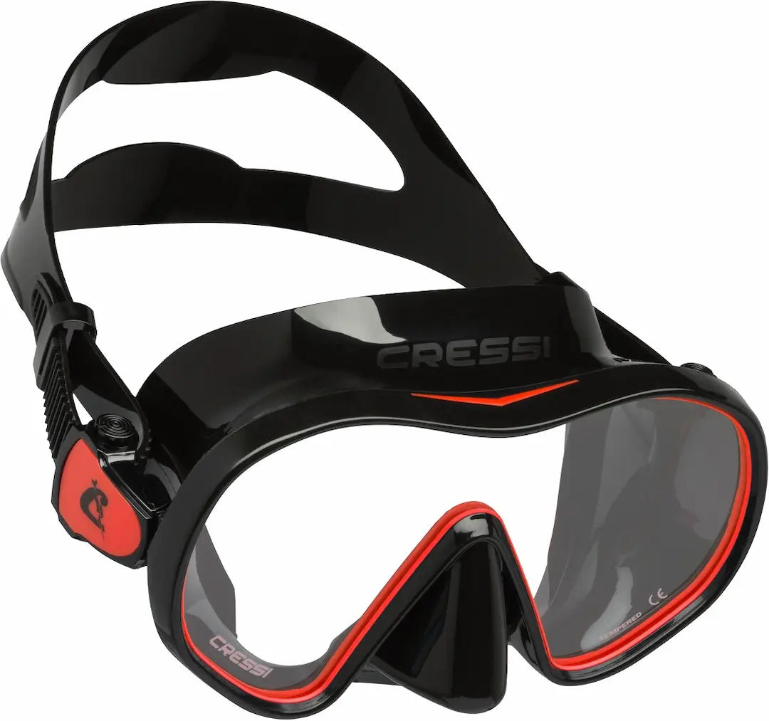 Cressi F-Dual scuba mask in black with red