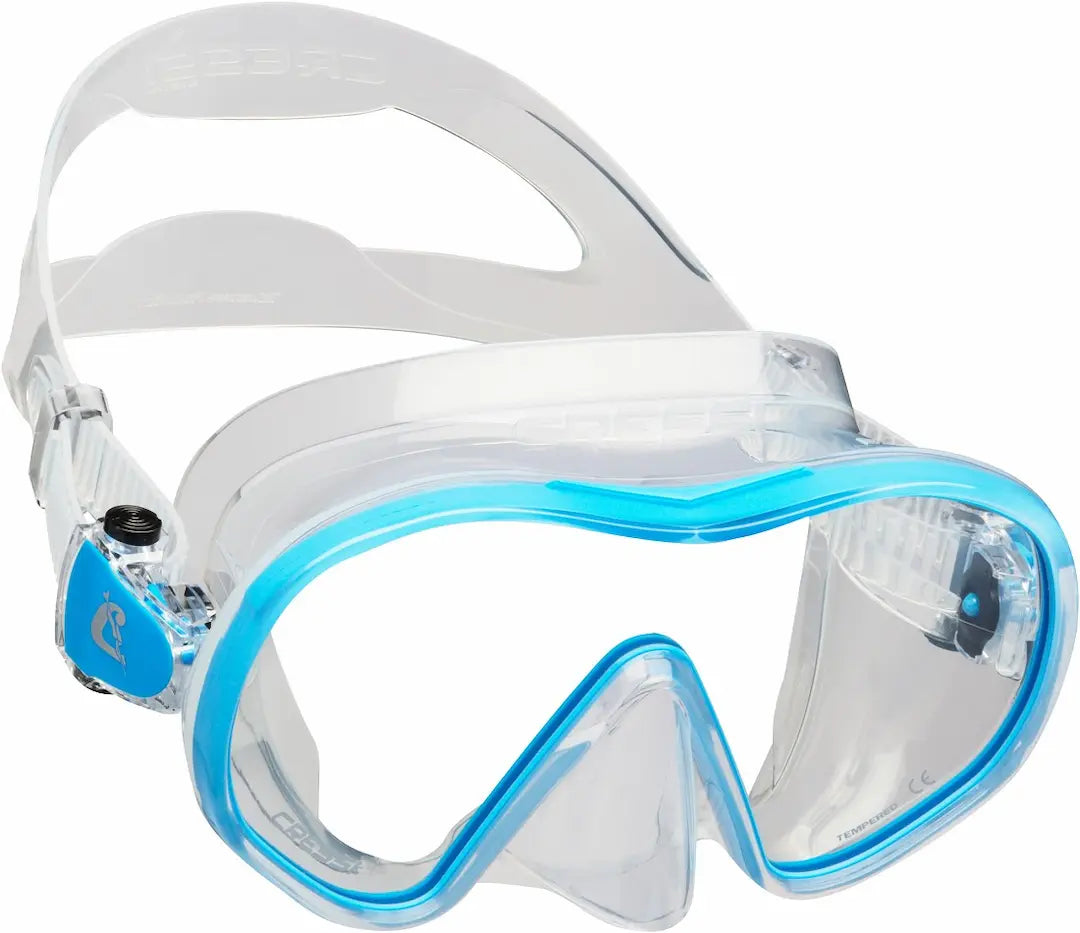 Cressi F-Dual scuba mask in clear with blue accent