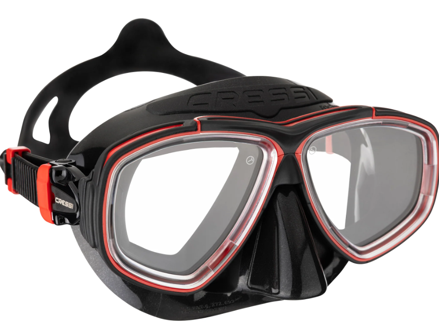 Cressi Prisma dive mask in black with red accent