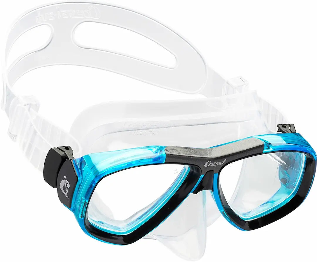 Cressi Focus scuba mask in clear with aquamarine