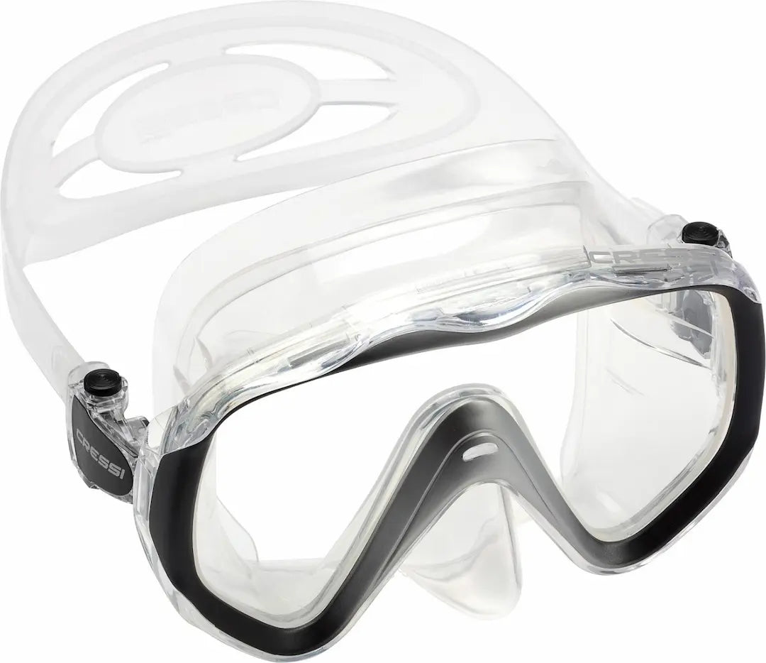Cressi Liberty scuba mask in clear with black anti-fog lens