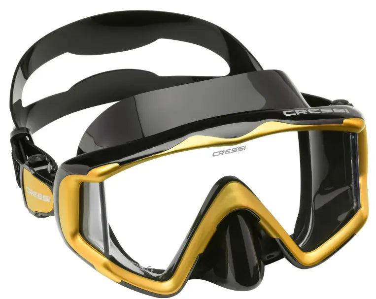 Cressi Liberty Triside scuba mask in black with gold