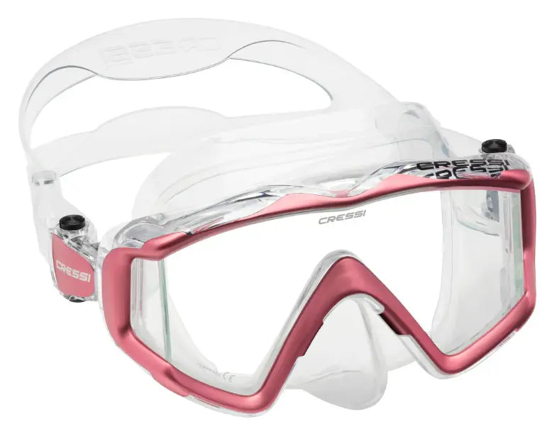 Cressi Liberty Triside scuba mask in clear with rose