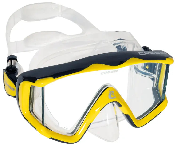 Cressi Liberty Triside scuba mask in black with yellow