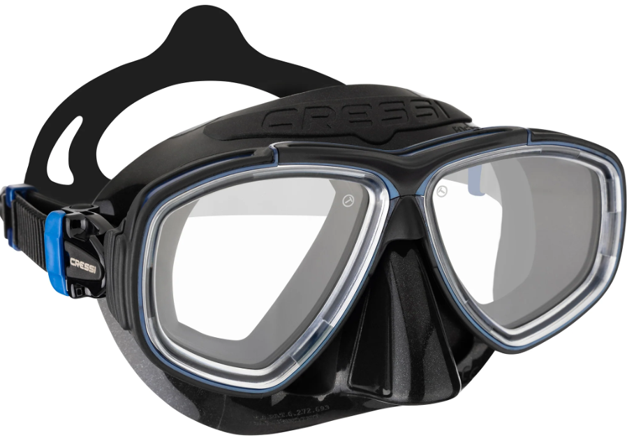 Cressi Prisma dive mask in black with blue accent