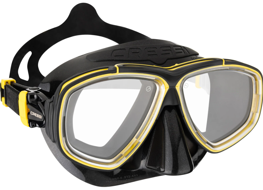 Cressi Prisma dive mask in black with yellow accent