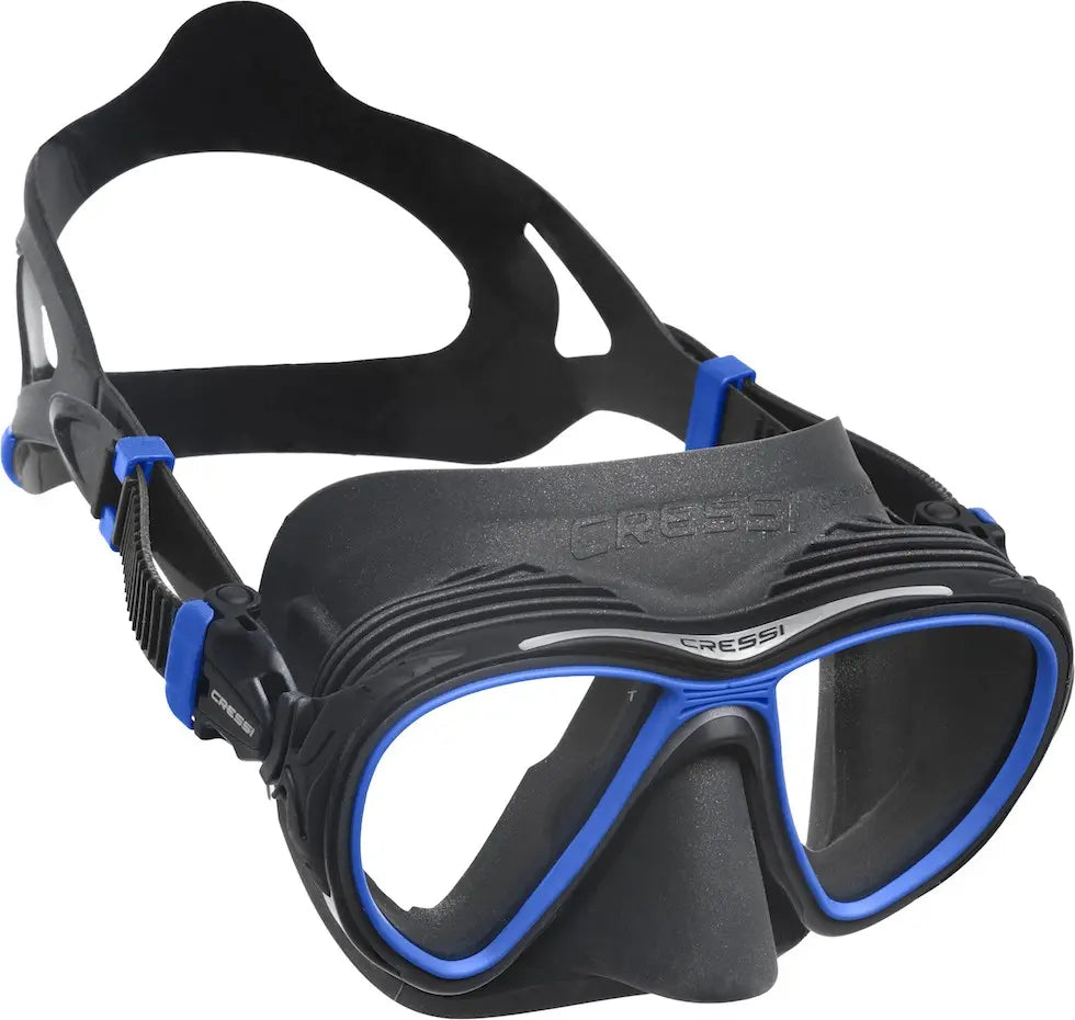 Cressi scuba mask in black with blue