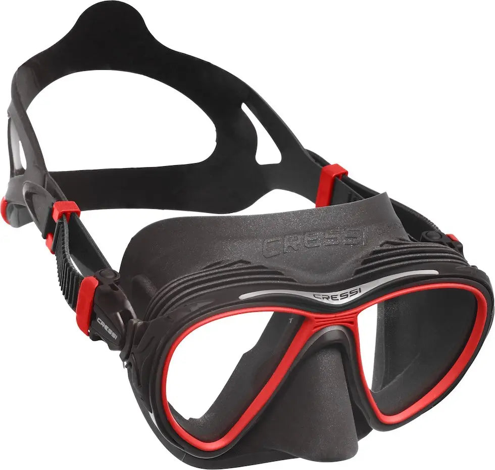 Cressi scuba mask in black with red