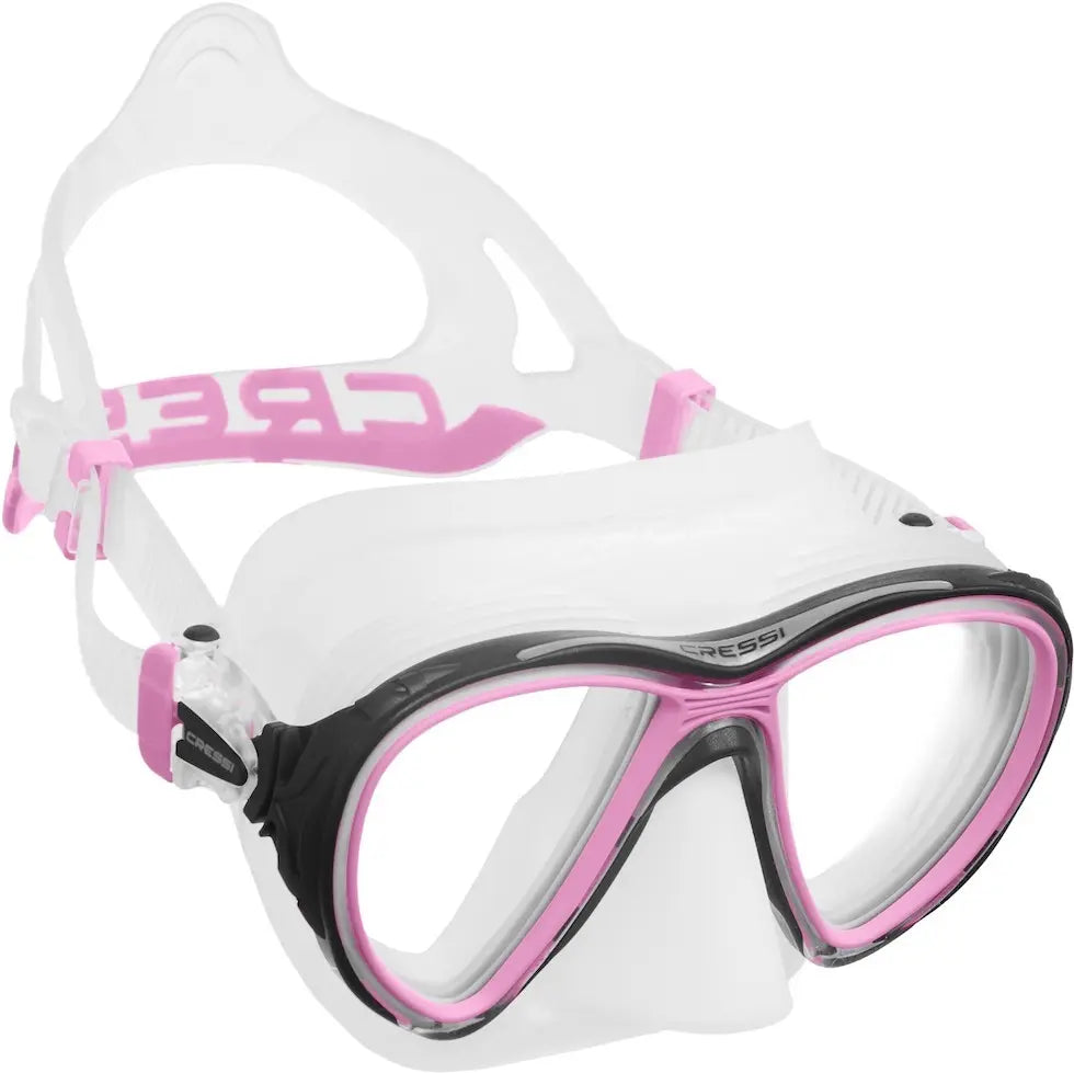 cressi quantum scuba mask in clear with pink