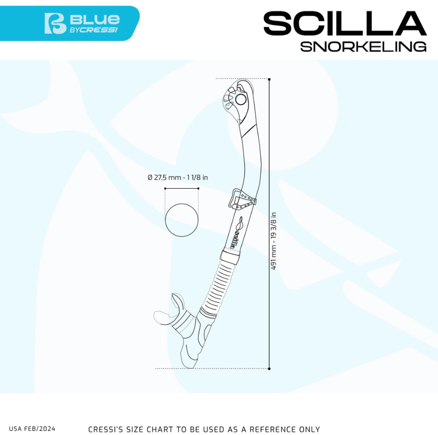 Cressi Scilla snorkel sizing