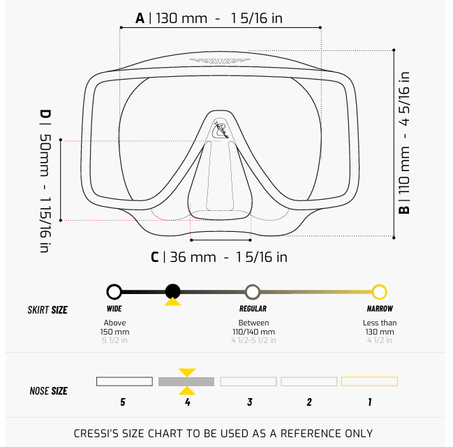 Cressi SF1 Sizing