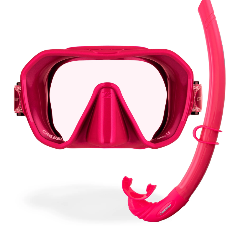 cressi z2 snorkel mask and corsica snorkel in pink