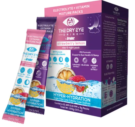 Dry eye Drink hydration supplements am/pm in strawberry lemon