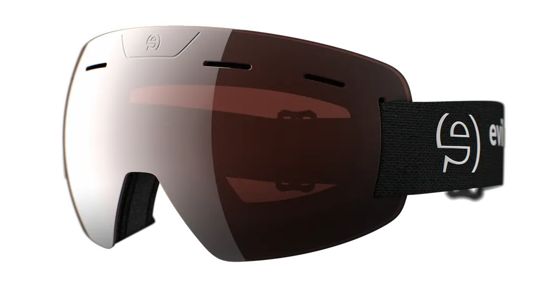 Evil Eye E606 Peaklite ski goggles in black with active silver lenses