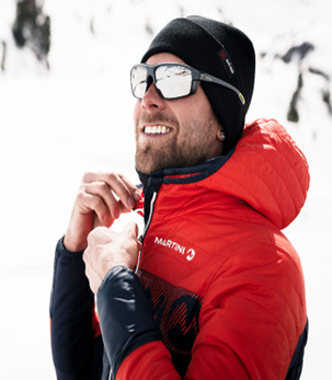 Trekker wearing Evil Eye Elate Extreme sunglasses without nose guard