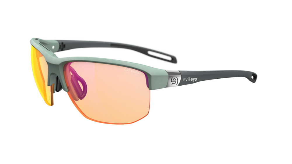 Evil Eye Elate t e019 sunglasses in green with light changing purple lenses