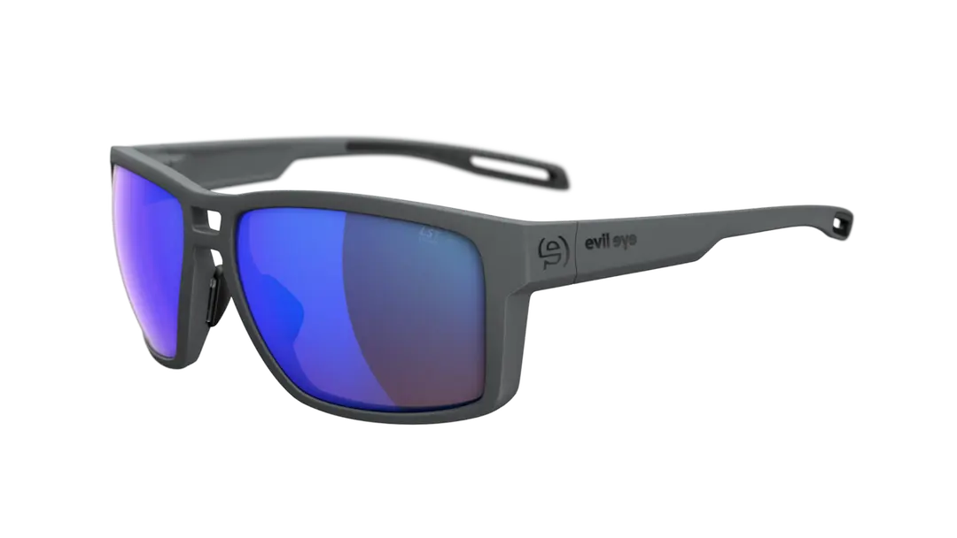 Evil Eye e050 Offshore sunglasses in dark grey with blue mirror
