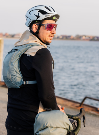 biker wearing Evil Eye Roadsense sunglasses