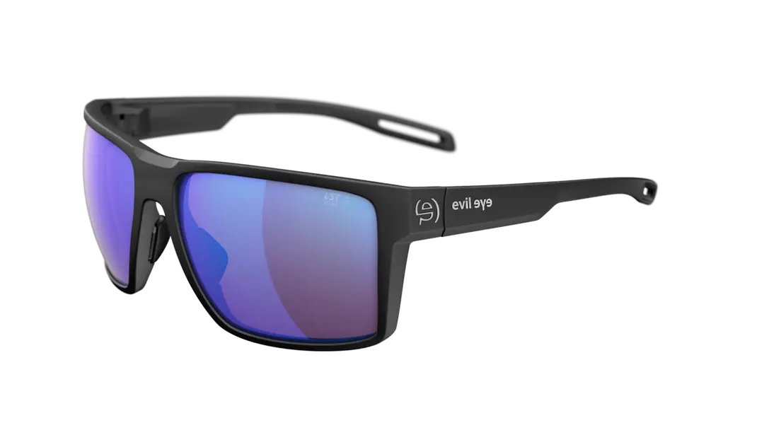 Evil Eye e038 Seaside sunglasses in black with LST blue mirror lenses