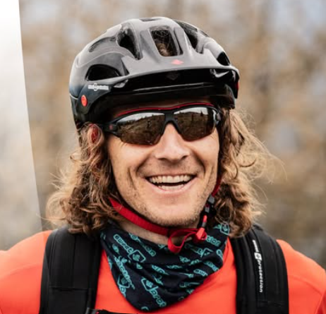 Biker wearing Evil Eye Trace sunglasses