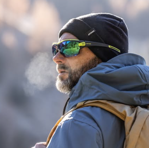 Hiker wearing Evil Eye Trace Pro sunglasses