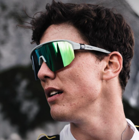 Person wearing Evil Eye Trailsense sunglasses