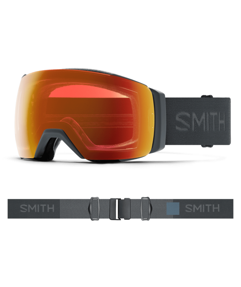Smith I/O Mag XL Low Bridge Fit Ski Goggles Slate goggle with ChromaPop Everyday Red Mirror