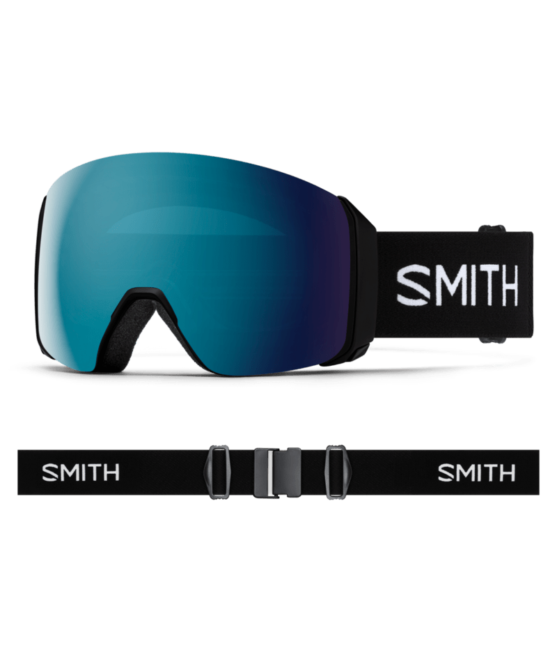 Smith 4D Mag XL Low Bridge Fit Goggles in Black with ChromaPop Sun Blue Mirror
