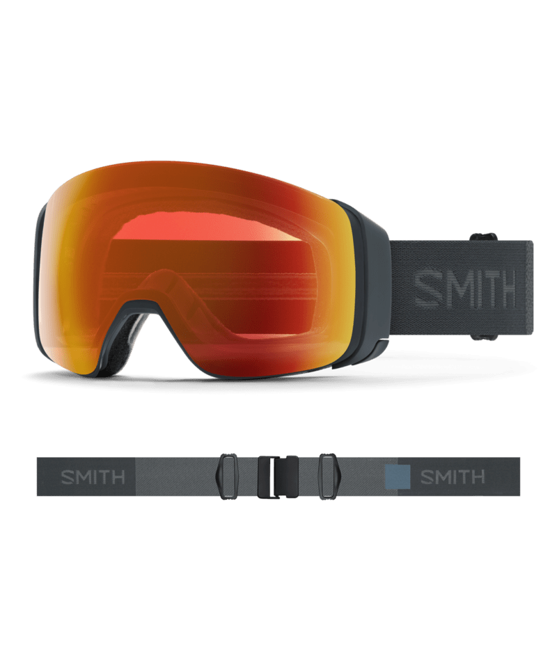 Smith 4D Mag Low Bridge Fit Ski Goggles Slate goggle with ChromaPop Everyday Red Mirror