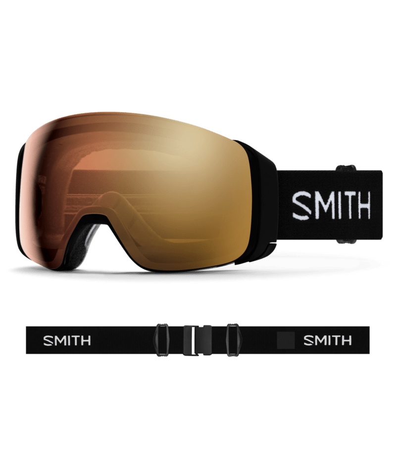 Smith 4D Mag Ski Goggles Black goggle with ChromaPop Pro Photochromic Gold Mirror 