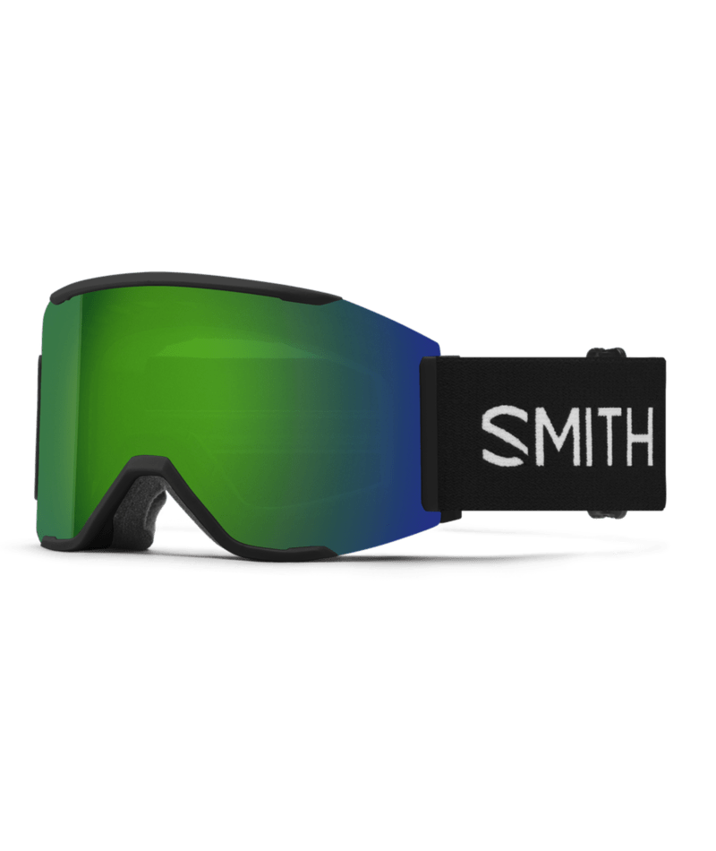 Smith Squad Mag Low Bridge Fit Ski Goggles Black goggle with ChromaPop Sun Green Mirror