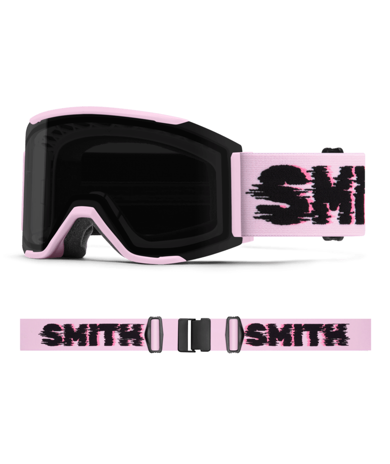Smith Squad Mag Low Bridge Fit Ski Goggles Pink Frost Flex Glitch goggle ChromaPop Sun Black