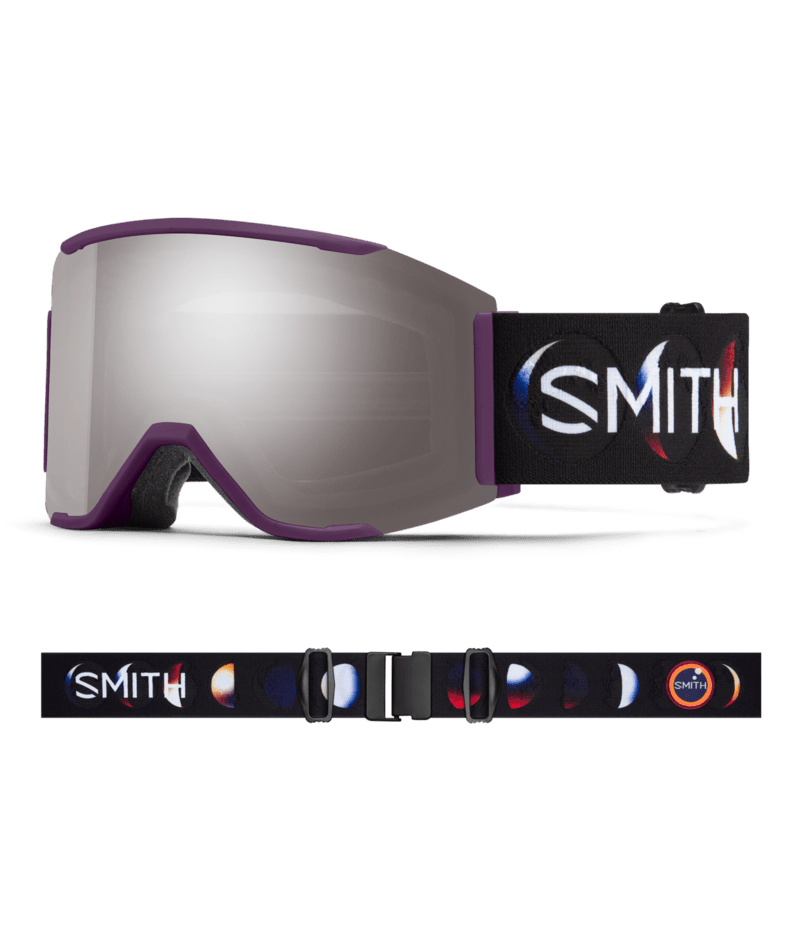Smith Squad Mag Low Bridge Fit Ski Goggles Cherry Lacquer Phases goggle with ChromaPop Sun Platinum Mirror