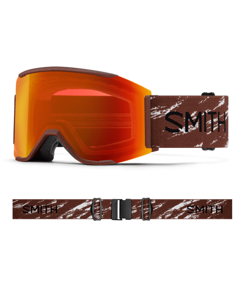 Smith Squad Mag Low Bridge Fit Ski Goggles  Rust ReNU Natural goggle with ChromaPop Everyday Red Mirror