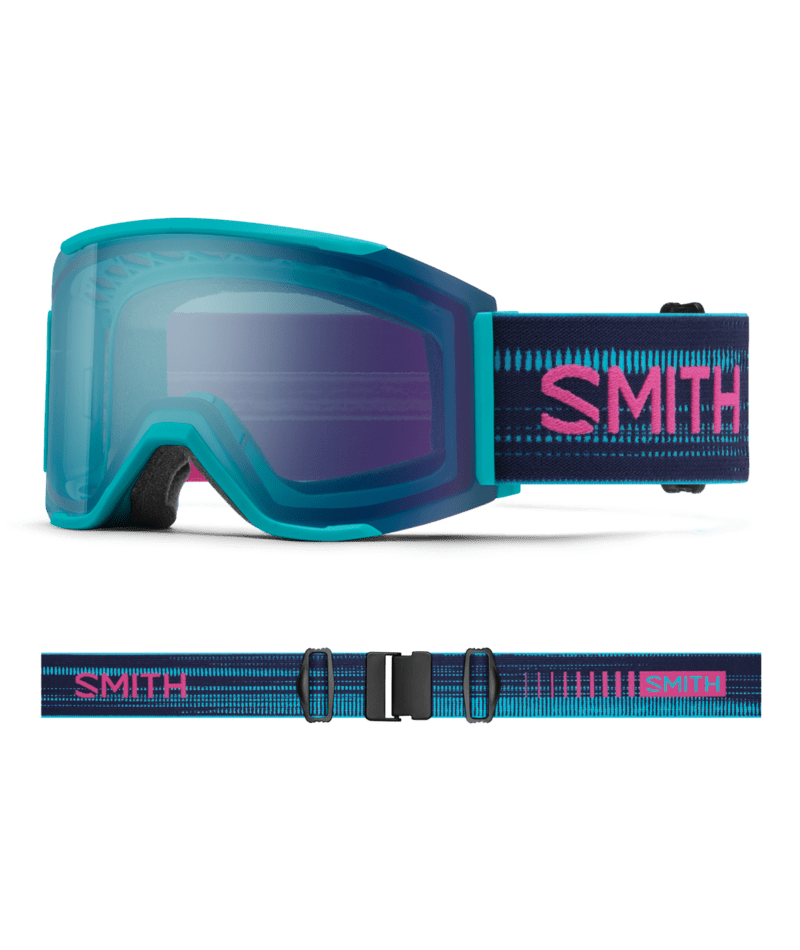 Smith Squad Mag Low Bridge Fit Ski Goggles Tropic goggle with ChromaPop Everyday Blue Mirror