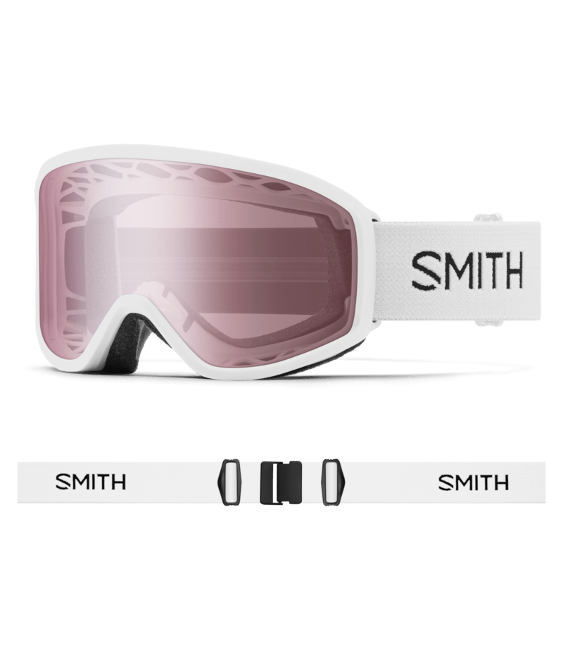 Smith Reason OTG (Over the Glasses) Snow Goggles  White Retro Classic goggle with Ignitor Mirror lenses