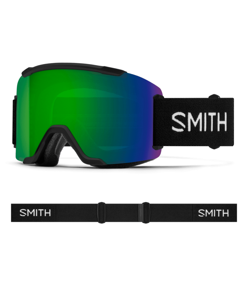 Smith Squad Goggles Black goggle with ChromaPop Sun Green Mirror 