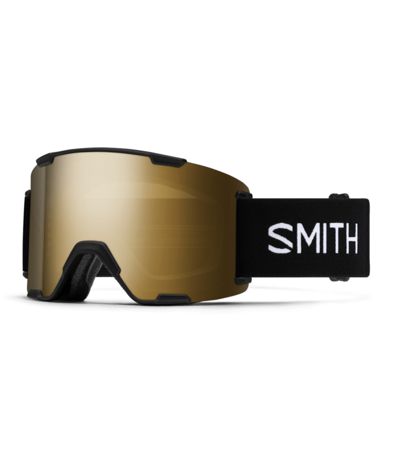 Smith Stash XL Low Bridge Fit Goggle Black goggle with ChromaPop Sun Black Gold Mirror 