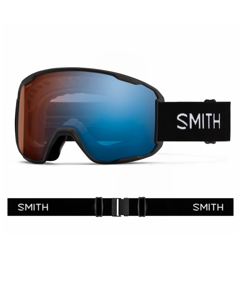 Smith Preview Low Bridge Fit Ski Goggles Black goggle with ChromaPop Pro Photochromic Blue Mirror